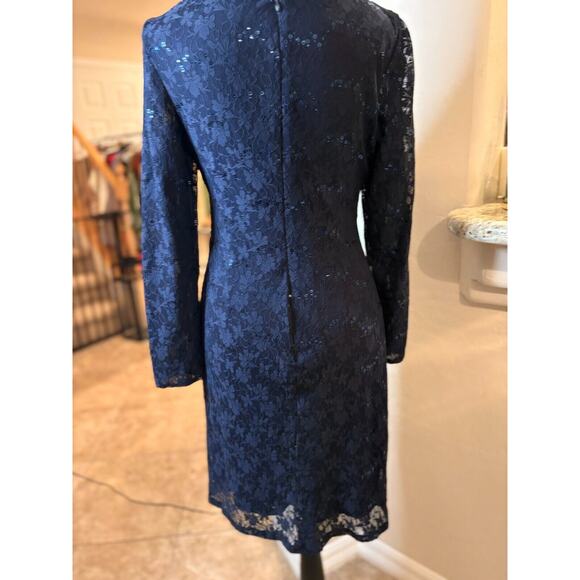 CHAPS Sequin Lace Sheath Dress Navy Size 6 - Picture 10 of 10